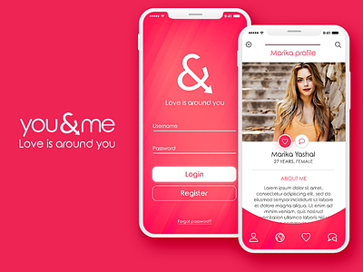 you&me - Concept Dating App Mobile Ui dating app mobile ui logo design loriel design mobile design uiux design