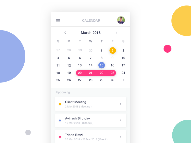 Calendar App by Vasanth Sankar on Dribbble