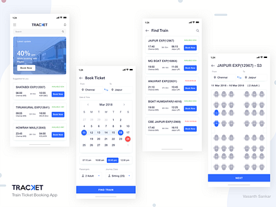 Tracket - Train ticket booking app book now booking app date destination find train ios4 iphone passenger search ticket time train travel traveler ui design uidesign ux