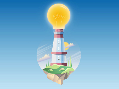 LIGHT HOUSE 2d 2d art bulb concept concept art design illustration illustrator landscape lighthouse vector vectorart
