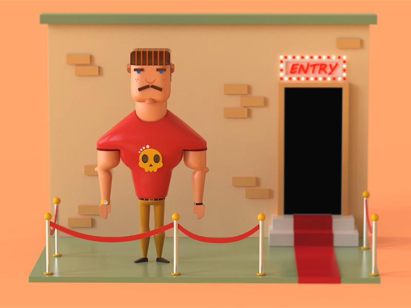Character design 3 (Bouncer) shading modeling lighting illustration 3d