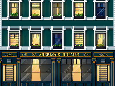Sherlock cafe building cafe house illustration windows