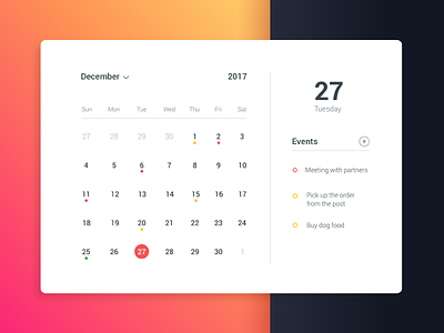 Calendar app calendar daily date gradient minimal sketch ui ux