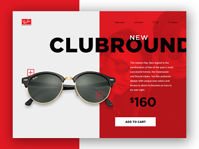 Ray Ban UI design clubround interface ray ban red uiux web design
