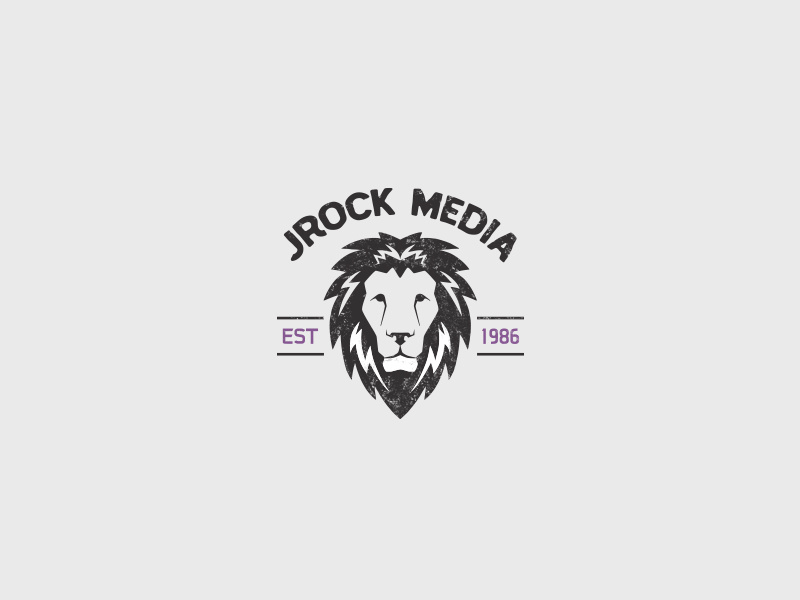 JRock Media logo concept web lion flat grunge modern branding graphic design logo