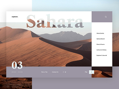 Explorer Travel Website - Sahara Concept concept desert explorer graphic design minimalistic sahara travel website uiux web design