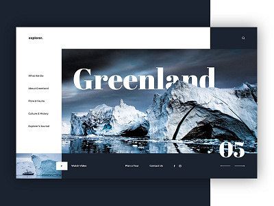 Greenland - travel website concept adventure concept design design explore explorer greenland ice minimalistic travel uiux website winter