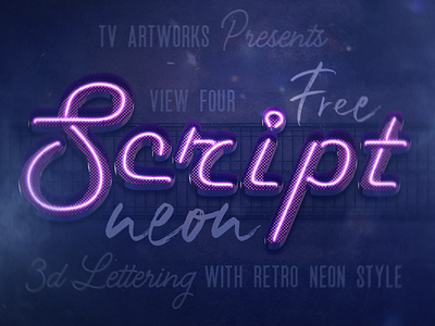 Free Script Neon 3D Lettering