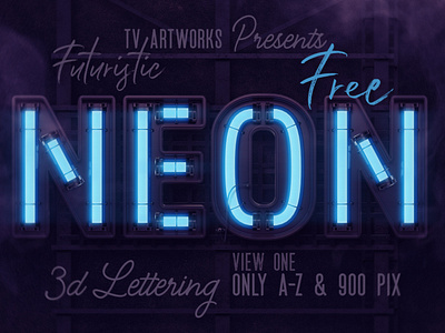 FREE Futuristic Neon 3D Lettering