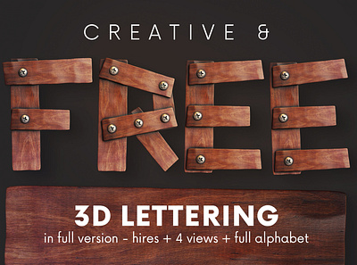 FREE Wooden Planks 3D Lettering 3d 3d lettering font free free font free graphics freebie funny game lettering planks steampunk typography vintage wood wooden