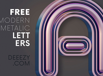 Modern Metalic - Free 3D Lettering 3d 3d lettering decorative deeezy font free free font free graphics free letters free png freebie futuristic lettering metalic modern font png typography