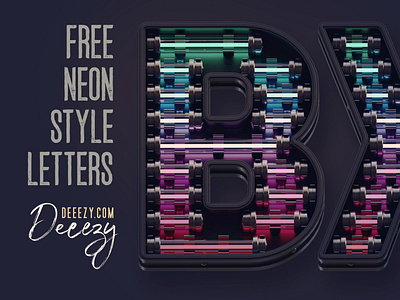 Free Colorful Neon 3D Lettering