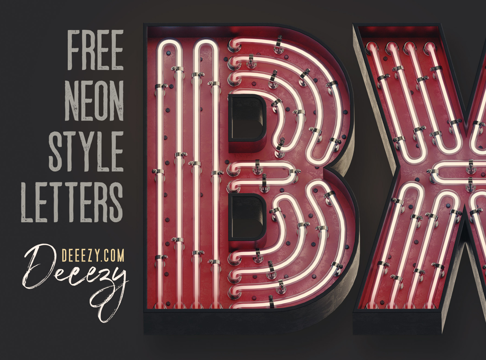 Free Bold Neon 3D Lettering by Tomas Veselovsky on Dribbble