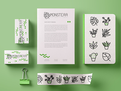 Monstera Stationery brand identity branding businesscard illustration logo stationery vector