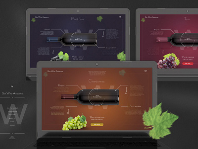 Wine Varieties app dark gradient gradients grape leaf multicolour radial ui ux web wine