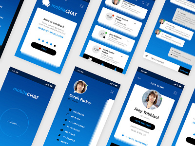 Chat App app application blue chat gradient loading mobile mobilechat navigation profile rating ui