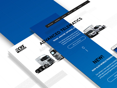 Website design blue gradient landing telematics trucks web website