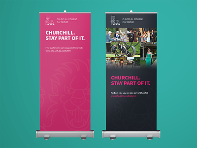 Print design: Churchill College alumni banner cambridge cambridge university churchill college college design education pink print university