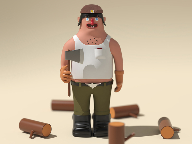 Tonko the lumber jack vectary 3d vectary texture render design character design character cartoon 3dmodel 3d