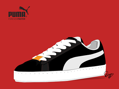 Puma Suede black foreverfaster illustration puma puma suede shoe sneaker suede white