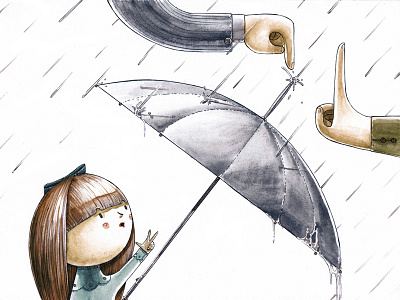 The Umbrella childrens book illustration pencil watercolor