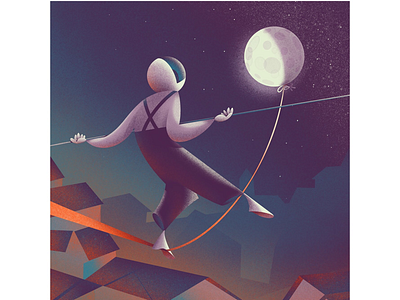 Moon landing anniversary crowdfounding digital art illustration moon landing procreate
