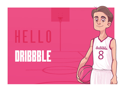 Hello dribbble basketball dribbble hello hellodribble illustration pink