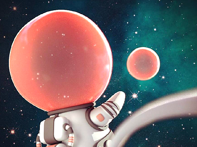 Dribbble Gumm astronaut b3d balloon blender bubble game gum pink shader space surreal