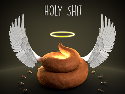Holy Shit angel b3d blender digital art funny illustration poo poop pun pun intended ritual sacred