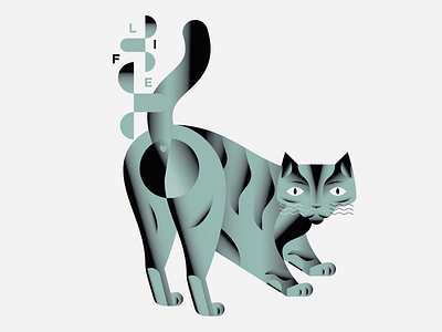 Life // cat fart geometric gradient illustration meditation vector