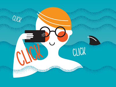 Generation Selfie. blue click generation orange phone photo sea selfie shark sun tanning waves