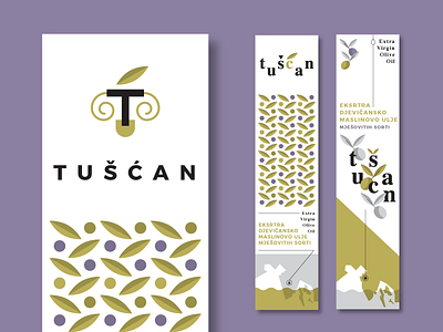 Logo & Label for Tušćan Olive Oil. brand croatia extra histria label logo oil olive pattern vector virgin