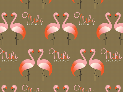 Logo Design & Pattern in Progress. flamingo gold illustration lettering pink red texture
