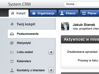 CRM UI Dashboard