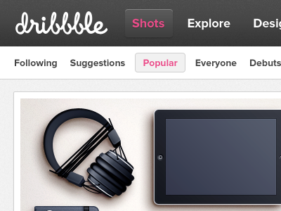 Dribbble simplyfied dribbble gui redesign shot ui usability ux