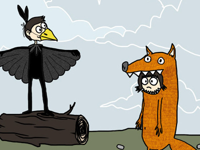 Le corbeau et le renard fable illustration