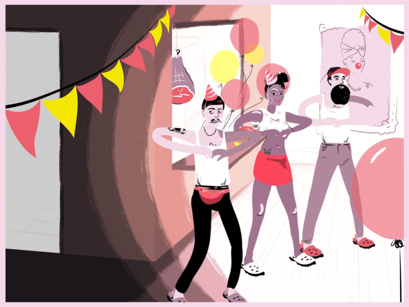 Celebration: "Bons vivants" 2d animation creative fun happy holiday illustration loop motion party room vector