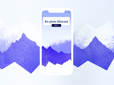 Intro screen app blue dailyui graphic interface ios iphone mountain mountains snow ui
