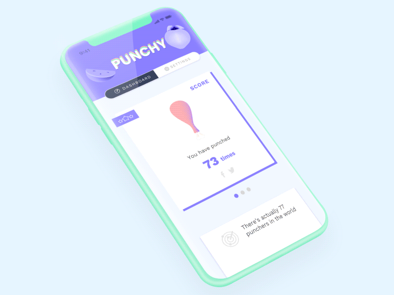 Motion App Punchy 🤜🍗->🥦 animation app color dashboard data interaction motion punch purple transition ui ux
