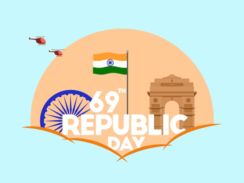 69th Republic Day - India animation design team designthursday flag animation independence day india flag india gate motion graphics report bee republic day
