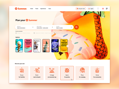 Plan Your Summer - Landing Page booking landing design landing page rent search stories summer travel ui web design website