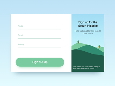 Signup for Borjomi Forest Renewal borjomi dailyui forest green modal popup sign up