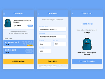 Credit Card Checkout checkout credit card dailyui ecommerce mobile payment method shopping