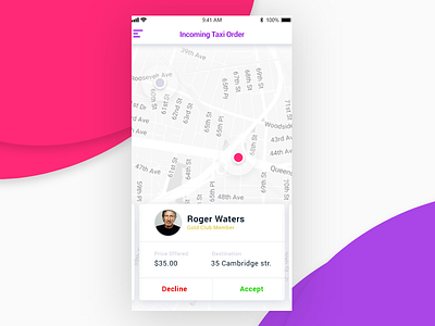 Incoming Taxi Order UI