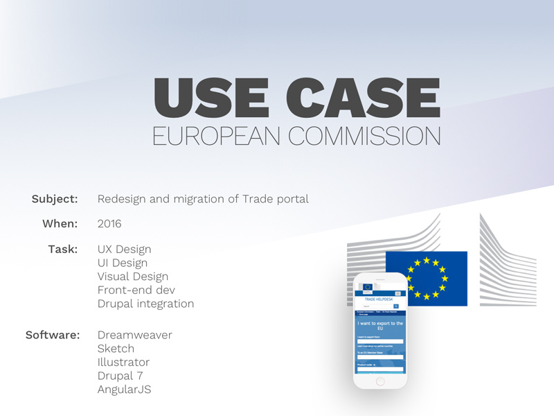 Use case for the European Commission drupal optimization front-end development design visual design ux ui