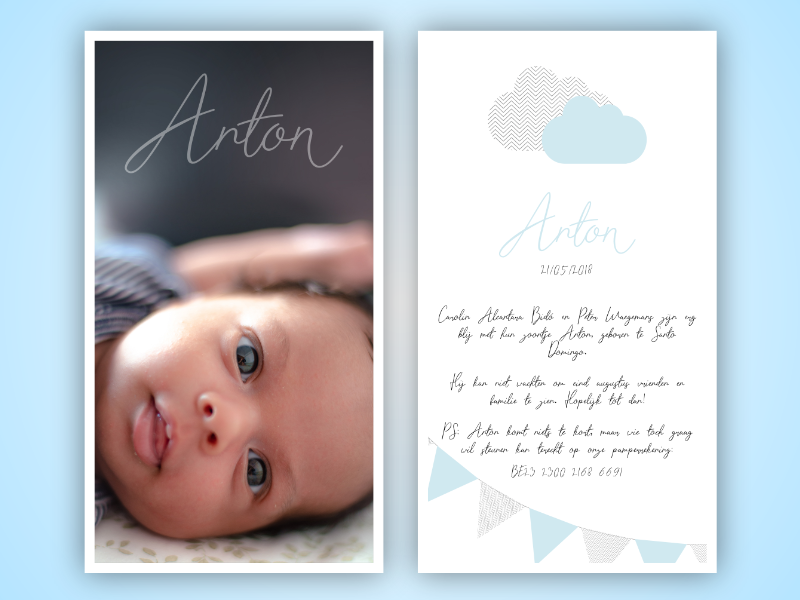 Birth announcement card Anton announcement card birth card photography typography card announcement birth