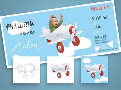 Birthday card with airplanes affinity designer airplane birthday card boarding pass card graphic design illustration photography toys typography vintage visual design