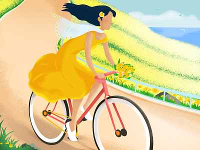 Ride a bike to play illustration