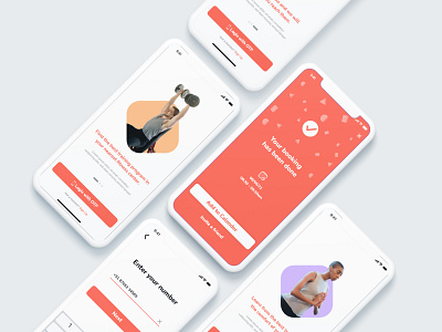 Fitness Mobile App - UI Mockups business clean ui design enterprise fitness illustration mobile mockup ui ux white