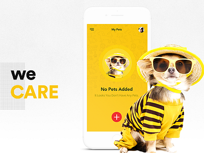 Pet Care App Landing Page app ui clean clean ui creative landing page pet pet care ui ux website yellow